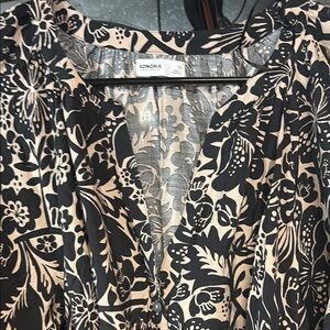 Sonoma Black and Cream pattern midi dress